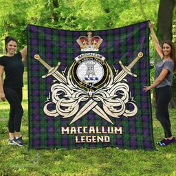 ScotsTee Shop Scottish MacCallum Clan Crest Tartan Quilt The Golden Sword of Courageous Legacy Quilt