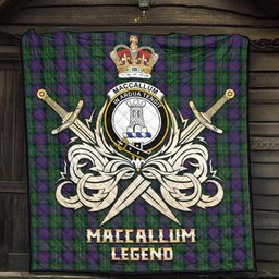 ScotsTee Shop Scottish MacCallum Clan Crest Tartan Quilt The Golden Sword of Courageous Legacy Quilt