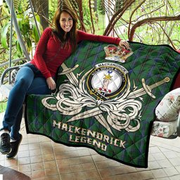 ScotsTee Shop Scottish MacKendrick Clan Crest Tartan Quilt The Golden Sword of Courageous Legacy Quilt