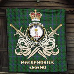 ScotsTee Shop Scottish MacKendrick Clan Crest Tartan Quilt The Golden Sword of Courageous Legacy Quilt