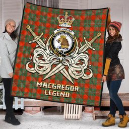 ScotsTee Shop Scottish MacGregor Ancient Clan Crest Tartan Quilt The Golden Sword of Courageous Legacy Quilt