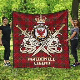 ScotsTee Shop Scottish MacDonell of Keppoch Clan Crest Tartan Quilt The Golden Sword of Courageous Legacy Quilt