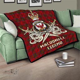 ScotsTee Shop Scottish MacDonell of Keppoch Clan Crest Tartan Quilt The Golden Sword of Courageous Legacy Quilt