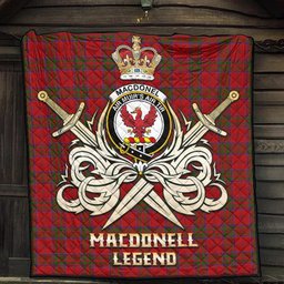 ScotsTee Shop Scottish MacDonell of Keppoch Clan Crest Tartan Quilt The Golden Sword of Courageous Legacy Quilt