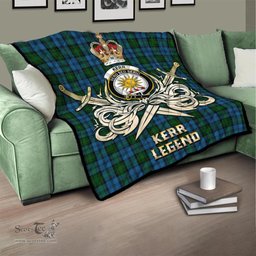 ScotsTee Shop Scottish Kerr Hunting Clan Crest Tartan Quilt The Golden Sword of Courageous Legacy Quilt