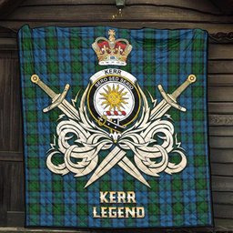 ScotsTee Shop Scottish Kerr Hunting Clan Crest Tartan Quilt The Golden Sword of Courageous Legacy Quilt