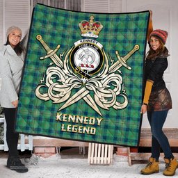 ScotsTee Shop Scottish Kennedy Ancient Clan Crest Tartan Quilt The Golden Sword of Courageous Legacy Quilt