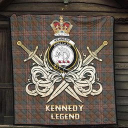 ScotsTee Shop Scottish Kennedy Weathered Clan Crest Tartan Quilt The Golden Sword of Courageous Legacy Quilt