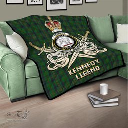 ScotsTee Shop Scottish Kennedy Clan Crest Tartan Quilt The Golden Sword of Courageous Legacy Quilt