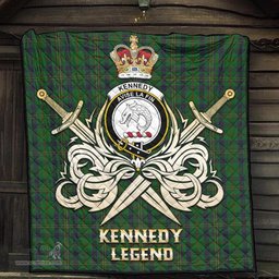 ScotsTee Shop Scottish Kennedy Clan Crest Tartan Quilt The Golden Sword of Courageous Legacy Quilt