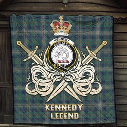 ScotsTee Shop Scottish Kennedy Modern Clan Crest Tartan Quilt The Golden Sword of Courageous Legacy Quilt