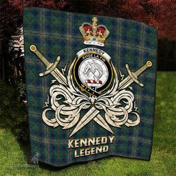ScotsTee Shop Scottish Kennedy Modern Clan Crest Tartan Quilt The Golden Sword of Courageous Legacy Quilt