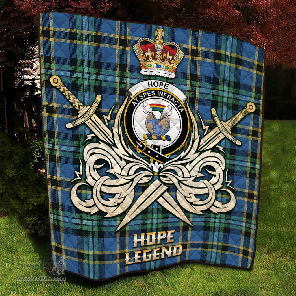 ScotsTee Shop Scottish Hope Ancient Clan Crest Tartan Quilt The Golden Sword of Courageous Legacy Quilt