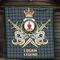 ScotsTee Shop Scottish Logan Ancient Clan Crest Tartan Quilt The Golden Sword of Courageous Legacy Quilt