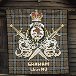 ScotsTee Shop Scottish Graham of Menteith Weathered Clan Crest Tartan Quilt The Golden Sword of Courageous Legacy Quilt
