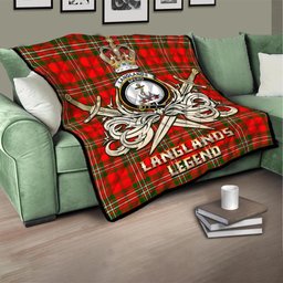 ScotsTee Shop Scottish Langlands Clan Crest Tartan Quilt The Golden Sword of Courageous Legacy Quilt
