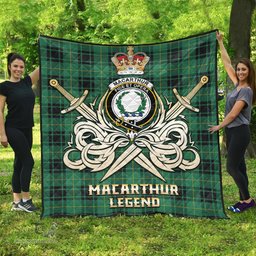 ScotsTee Shop Scottish MacArthur Ancient Clan Crest Tartan Quilt The Golden Sword of Courageous Legacy Quilt