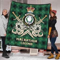 ScotsTee Shop Scottish MacArthur Ancient Clan Crest Tartan Quilt The Golden Sword of Courageous Legacy Quilt