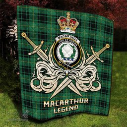 ScotsTee Shop Scottish MacArthur Ancient Clan Crest Tartan Quilt The Golden Sword of Courageous Legacy Quilt