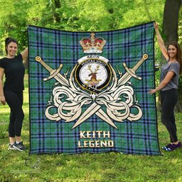 ScotsTee Shop Scottish Keith Ancient Clan Crest Tartan Quilt The Golden Sword of Courageous Legacy Quilt