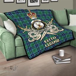 ScotsTee Shop Scottish Keith Ancient Clan Crest Tartan Quilt The Golden Sword of Courageous Legacy Quilt
