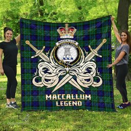 ScotsTee Shop Scottish MacCallum Modern Clan Crest Tartan Quilt The Golden Sword of Courageous Legacy Quilt