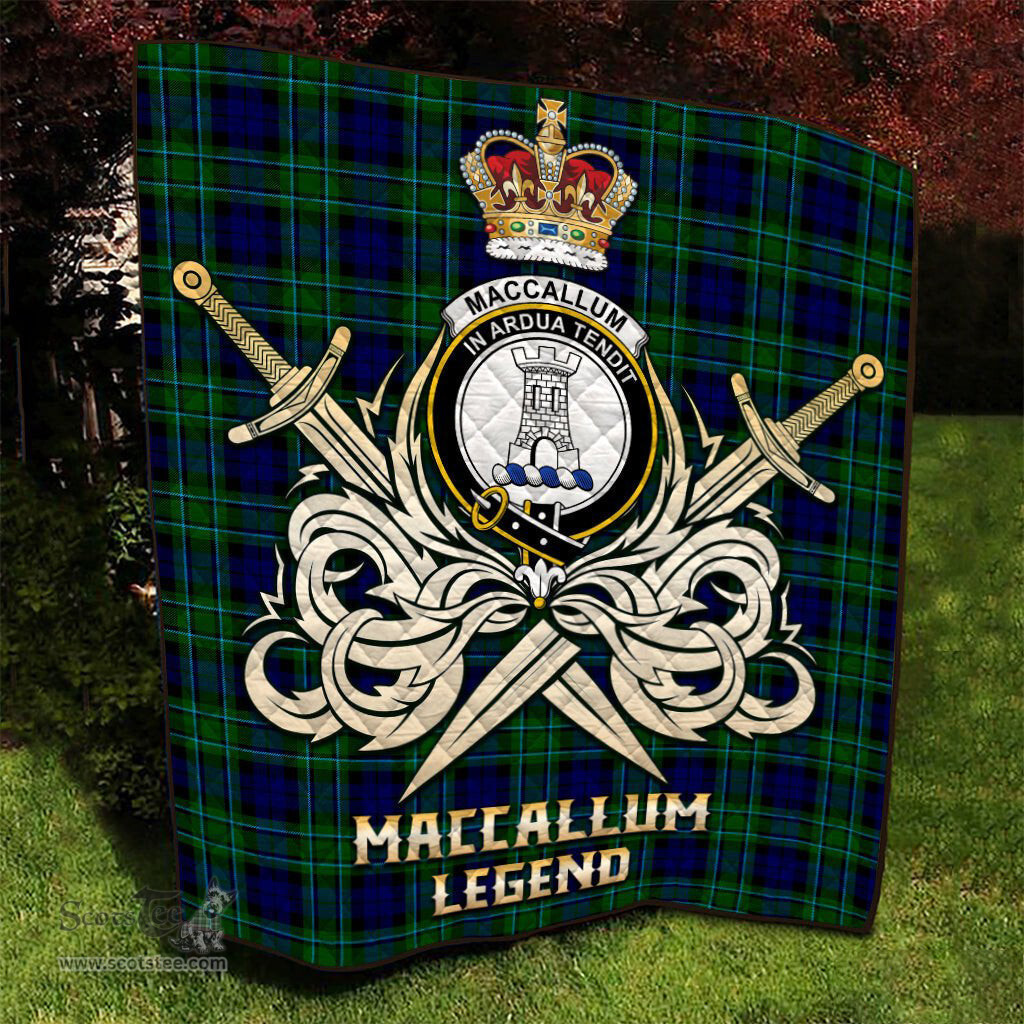 ScotsTee Shop Scottish MacCallum Modern Clan Crest Tartan Quilt The Golden Sword of Courageous Legacy Quilt