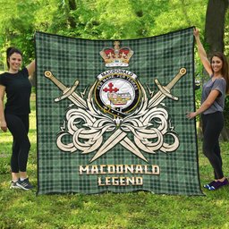 ScotsTee Shop Scottish MacDonald Lord of the Isles Hunting Clan Crest Tartan Quilt The Golden Sword of Courageous Legacy Quilt