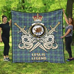 ScotsTee Shop Scottish Leslie Hunting Ancient Clan Crest Tartan Quilt The Golden Sword of Courageous Legacy Quilt