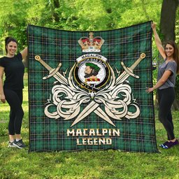 ScotsTee Shop Scottish MacAlpin Ancient Clan Crest Tartan Quilt The Golden Sword of Courageous Legacy Quilt