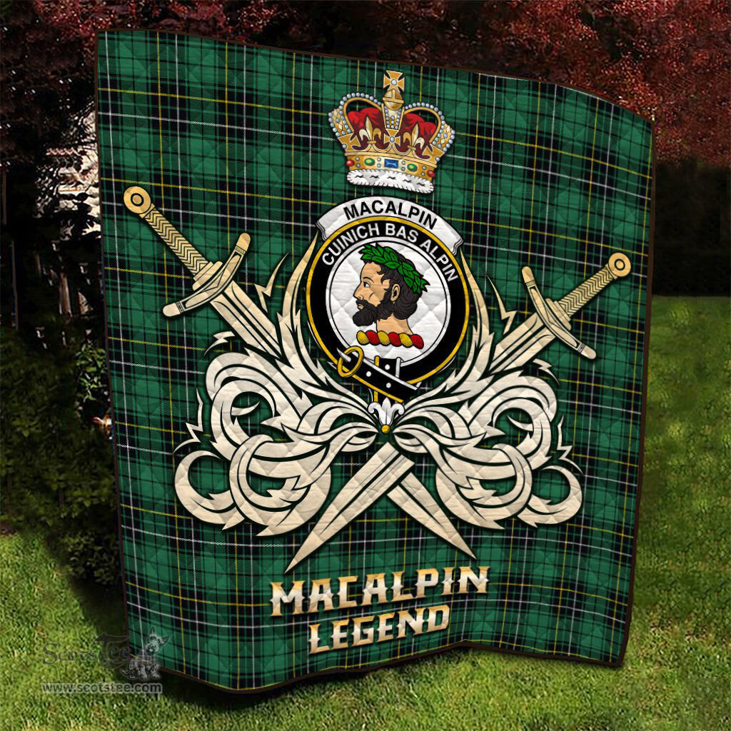 ScotsTee Shop Scottish MacAlpin Ancient Clan Crest Tartan Quilt The Golden Sword of Courageous Legacy Quilt