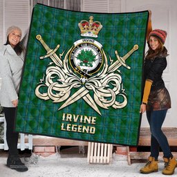 ScotsTee Shop Scottish Irvine of Bonshaw Clan Crest Tartan Quilt The Golden Sword of Courageous Legacy Quilt