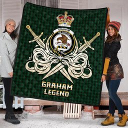 ScotsTee Shop Scottish Graham Clan Crest Tartan Quilt The Golden Sword of Courageous Legacy Quilt