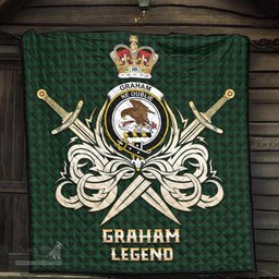 ScotsTee Shop Scottish Graham Clan Crest Tartan Quilt The Golden Sword of Courageous Legacy Quilt