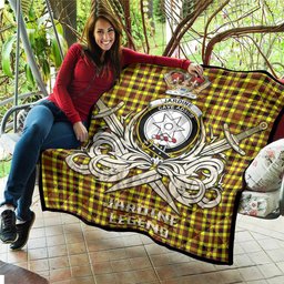ScotsTee Shop Scottish Jardine Modern Clan Crest Tartan Quilt The Golden Sword of Courageous Legacy Quilt