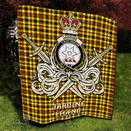 ScotsTee Shop Scottish Jardine Modern Clan Crest Tartan Quilt The Golden Sword of Courageous Legacy Quilt