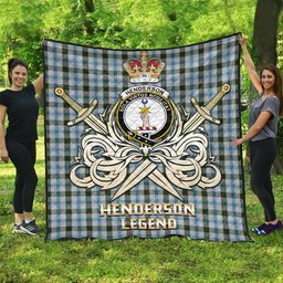 ScotsTee Shop Scottish Henderson Dress Clan Crest Tartan Quilt The Golden Sword of Courageous Legacy Quilt