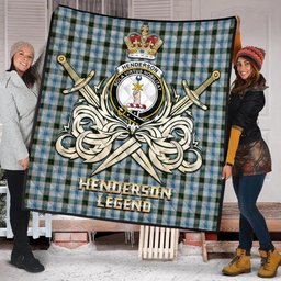 ScotsTee Shop Scottish Henderson Dress Clan Crest Tartan Quilt The Golden Sword of Courageous Legacy Quilt