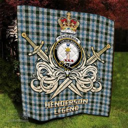 ScotsTee Shop Scottish Henderson Dress Clan Crest Tartan Quilt The Golden Sword of Courageous Legacy Quilt
