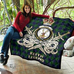 ScotsTee Shop Scottish Keith Modern Clan Crest Tartan Quilt The Golden Sword of Courageous Legacy Quilt