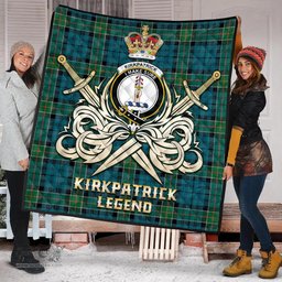 ScotsTee Shop Scottish Kirkpatrick Clan Crest Tartan Quilt The Golden Sword of Courageous Legacy Quilt