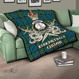 ScotsTee Shop Scottish Kirkpatrick Clan Crest Tartan Quilt The Golden Sword of Courageous Legacy Quilt
