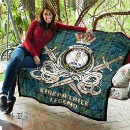 ScotsTee Shop Scottish Kirkpatrick Clan Crest Tartan Quilt The Golden Sword of Courageous Legacy Quilt