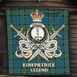 ScotsTee Shop Scottish Kirkpatrick Clan Crest Tartan Quilt The Golden Sword of Courageous Legacy Quilt