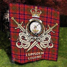 ScotsTee Shop Scottish Lumsden Modern Clan Crest Tartan Quilt The Golden Sword of Courageous Legacy Quilt