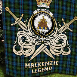 ScotsTee Shop Scottish MacKenzie Clan Crest Tartan Quilt The Golden Sword of Courageous Legacy Quilt