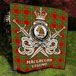 ScotsTee Shop Scottish MacGregor Modern Clan Crest Tartan Quilt The Golden Sword of Courageous Legacy Quilt
