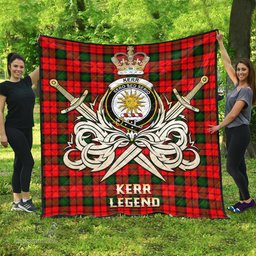 ScotsTee Shop Scottish Kerr Modern Clan Crest Tartan Quilt The Golden Sword of Courageous Legacy Quilt
