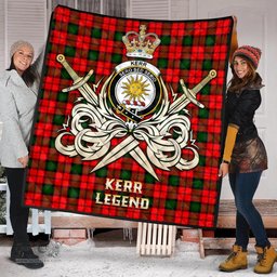 ScotsTee Shop Scottish Kerr Modern Clan Crest Tartan Quilt The Golden Sword of Courageous Legacy Quilt