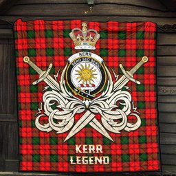 ScotsTee Shop Scottish Kerr Modern Clan Crest Tartan Quilt The Golden Sword of Courageous Legacy Quilt